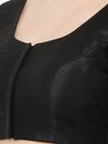 Black Scoop Neck Elbow Sleeve Readymade Saree Blouse