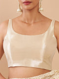 Women's Solid Silk Sleeveless Blouse Top Scoop Neck Ethnic & Party Wear for Saree, Lehenga, Skirt