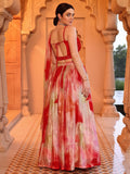 Crimson Rose Tie-Dye Lehenga Set with Spaghetti Strap Blouse