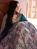 Aarvi Dusty Mauve & Bottle Green Banarasi Silk Lehenga Set with Zari Woven Patterns
