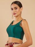 Women's Solid Silk Sleeveless Blouse Top Scoop Neck Ethnic & Party Wear for Saree, Lehenga, Skirt
