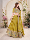Women's Mustard Yellow Embroidered Lehenga Choli Set with Dupatta – Traditional Indian Ethnic Wear for Weddings, Festivals & Parties