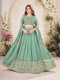 Pastel Green Embroidered Lehenga Choli Set with Dupatta