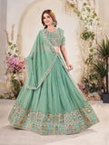 Pastel Green Embroidered Lehenga Choli Set with Dupatta