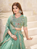 Pastel Green Embroidered Lehenga Choli Set with Dupatta