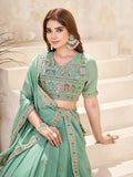 Pastel Green Embroidered Lehenga Choli Set with Dupatta