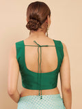 Women's Solid Silk Sleeveless Blouse Square Neck Festive Ethnic Wear