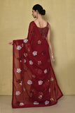 Maroon Designer Georgette Saree with Heavy Sequin Floral Embroidery