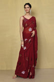 Maroon Designer Georgette Saree with Heavy Sequin Floral Embroidery