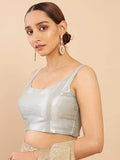 Women's Solid Silk Sleeveless Blouse Top Scoop Neck Ethnic & Party Wear for Saree, Lehenga, Skirt