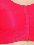 Pink Scoop Neck Elbow Sleeve Readymade Saree Blouse