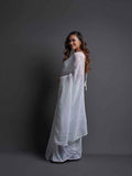 Midnight Noir White Sequin Georgette Saree For Women