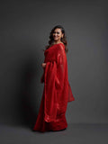 Midnight Noir Red Sequin Georgette Saree For Women