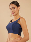 Women's Solid Silk Sleeveless Blouse Top Scoop Neck Ethnic & Party Wear for Saree, Lehenga, Skirt