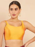 Women's Solid Silk Sleeveless Blouse Top Scoop Neck Ethnic & Party Wear for Saree, Lehenga, Skirt