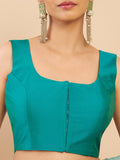 Women's Solid Silk Sleeveless Blouse Square Neck Festive Ethnic Wear