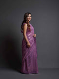 Midnight Noir Purple Sequin Georgette Saree For Women