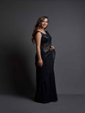 Midnight Noir Black Sequin Georgette Saree For Women