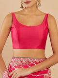 Women's Solid Silk Sleeveless Blouse Top Scoop Neck Ethnic & Party Wear for Saree, Lehenga, Skirt