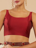 Women's Solid Silk Sleeveless Blouse Top Scoop Neck Ethnic & Party Wear for Saree, Lehenga, Skirt