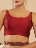 Women's Solid Silk Sleeveless Blouse Top Scoop Neck Ethnic & Party Wear for Saree, Lehenga, Skirt