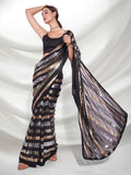 Black Sequin Striped Georgette Saree Glamorous Party & Evening Wear Saree