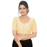 Women’s Cream Saree Blouse, Ready Made Plain Blouse for Saree, Half Sleeve Ethnic Choli Top, Festive Party Wear Blouse