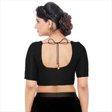Women’s Black Saree Blouse, Ready Made Plain Blouse for Saree, Half Sleeve Ethnic Choli Top, Festive Party Wear Blouse