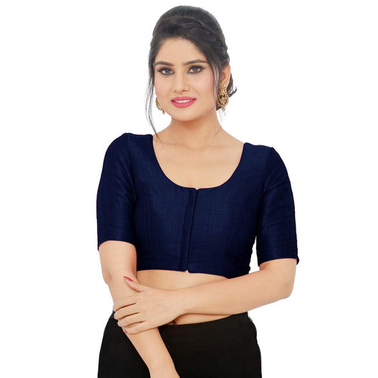 Women’s Navy Blue Saree Blouse, Ready Made Plain Blouse for Saree, Half Sleeve Ethnic Choli Top, Festive Party Wear Blouse
