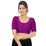 Women’s Purple Saree Blouse, Ready Made Plain Blouse for Saree, Half Sleeve Ethnic Choli Top, Festive Party Wear Blouse