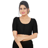 Women’s Black Saree Blouse, Ready Made Plain Blouse for Saree, Half Sleeve Ethnic Choli Top, Festive Party Wear Blouse