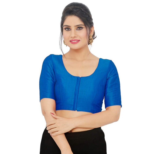Women’s Royal Blue Saree Blouse, Ready Made Plain Blouse for Saree, Half Sleeve Ethnic Choli Top, Festive Party Wear Blouse