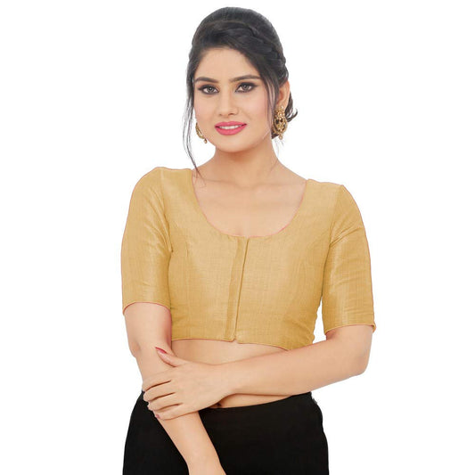 Women’s Beige Saree Blouse, Ready Made Plain Blouse for Saree, Half Sleeve Ethnic Choli Top, Festive Party Wear Blouse
