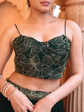 Elegant Dark Green Georgette Lehenga with Embroidered Bustier & Dupatta