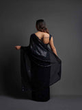Midnight Noir Black Sequin Georgette Saree For Women