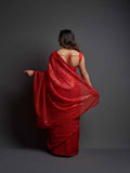 Midnight Noir Red Sequin Georgette Saree For Women