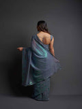 Midnight Noir Grey Sequin Georgette Saree For Women
