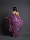 Midnight Noir Purple Sequin Georgette Saree For Women