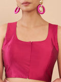 Women's Solid Silk Sleeveless Blouse Square Neck Festive Ethnic Wear