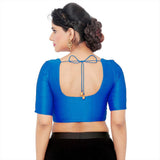 Women’s Royal Blue Saree Blouse, Ready Made Plain Blouse for Saree, Half Sleeve Ethnic Choli Top, Festive Party Wear Blouse