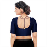 Women’s Navy Blue Saree Blouse, Ready Made Plain Blouse for Saree, Half Sleeve Ethnic Choli Top, Festive Party Wear Blouse