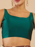 Women's Solid Silk Sleeveless Blouse Top Scoop Neck Ethnic & Party Wear for Saree, Lehenga, Skirt