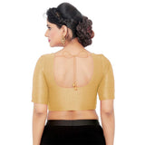 Women’s Beige Saree Blouse, Ready Made Plain Blouse for Saree, Half Sleeve Ethnic Choli Top, Festive Party Wear Blouse