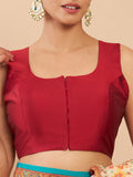 Women's Solid Silk Sleeveless Blouse Square Neck Festive Ethnic Wear