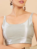 Women's Solid Silk Sleeveless Blouse Top Scoop Neck Ethnic & Party Wear for Saree, Lehenga, Skirt