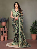 Green Botanical Print Saree by Glanzavi – Stylish Everyday & Occasion Wear