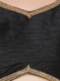 Black Embellished V-Neck Readymade Saree Blouse (Short Sleeve)