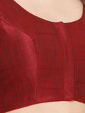Maroon Scoop Neck Elbow Sleeve Readymade Saree Blouse