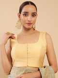 Women's Solid Silk Sleeveless Blouse Square Neck Festive Ethnic Wear