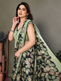 Green Botanical Print Saree by Glanzavi – Stylish Everyday & Occasion Wear